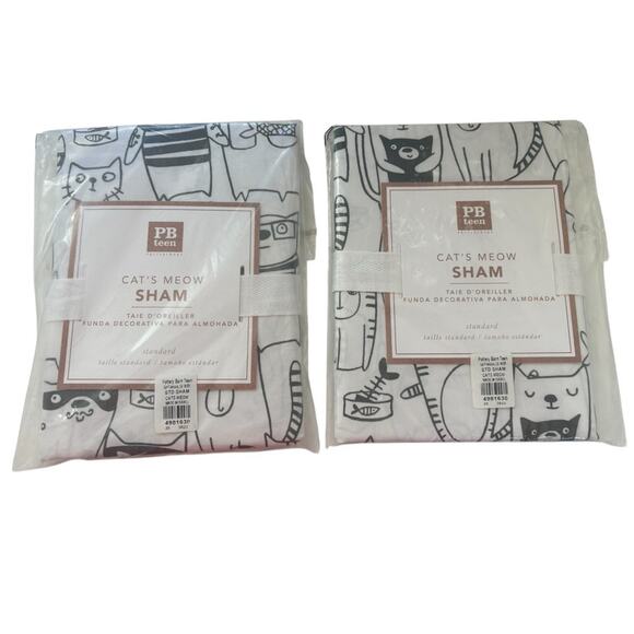 New Pottery Barn Teen Cat's Meow Pillow Standard Sham (set of 2) - Picture 1 of 3